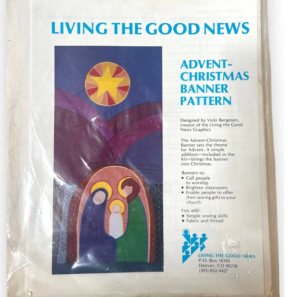 Church Advent Christmas Banner Sewing Pattern NEW/Uncut | Living the Good News